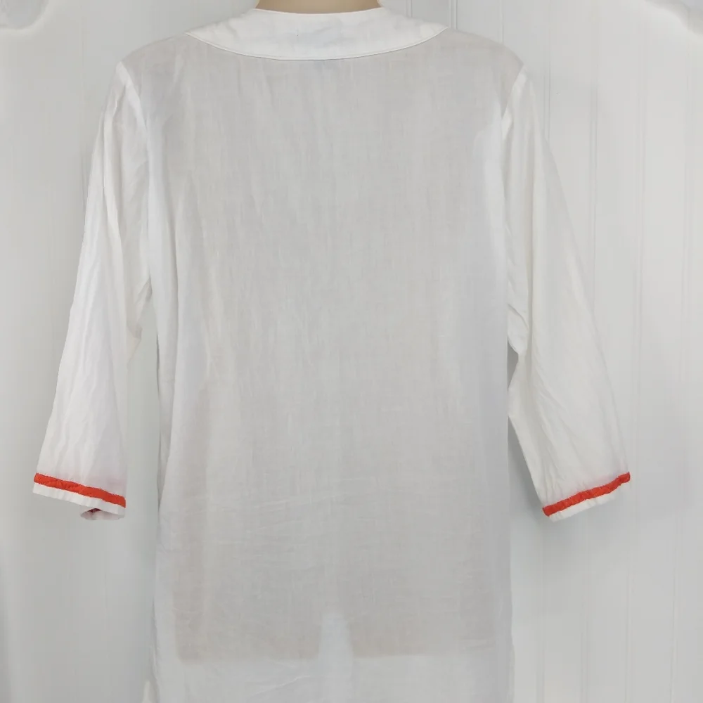 SOL Embroidered Cotton Tunic Top Sz M